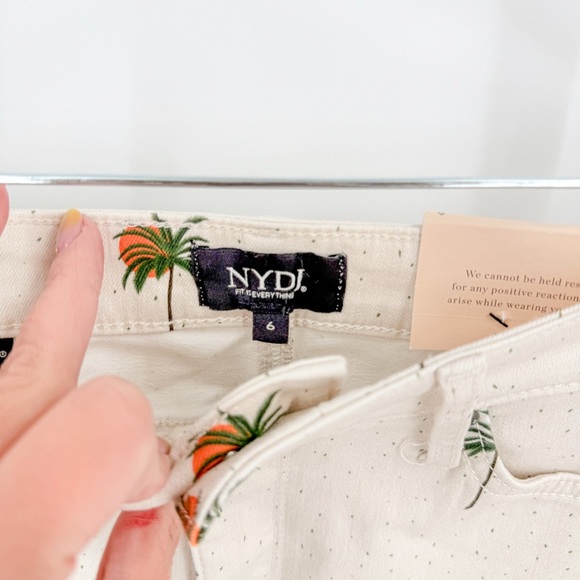 NYDJ Cream Shorts with Palm Print - Picture 3 of 5